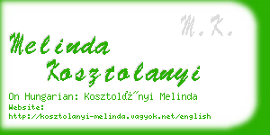 melinda kosztolanyi business card
